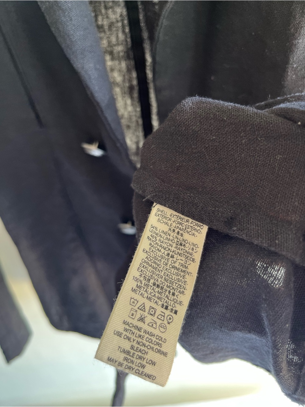 Free People Black Military Jacket Linen Blend Sz Sm Collared Long Sleeve Buttons - Picture 3 of 6